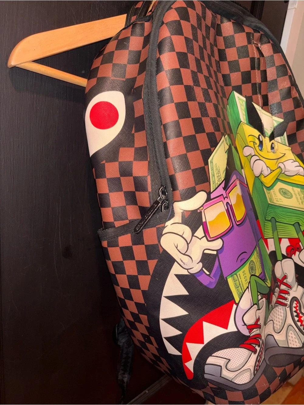 Sprayground Limited Edition Money Bear Shark Backpack Checkered